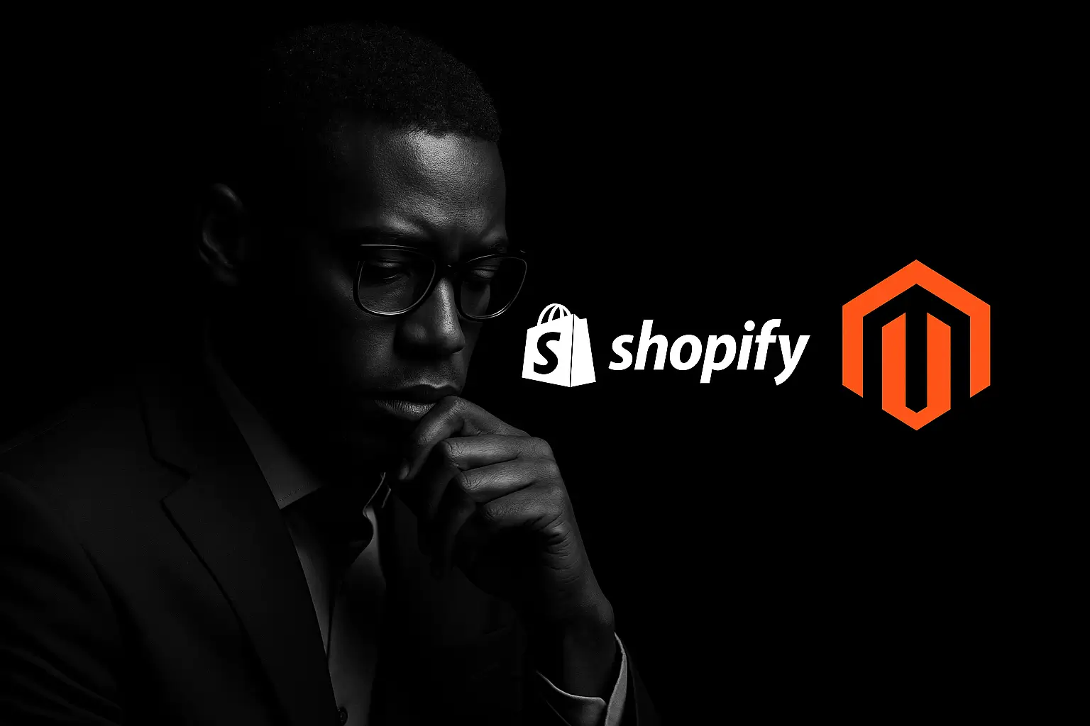 Man reflecting on Shopify vs Magento