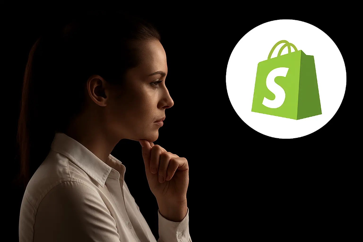Woman Examining Shopify's Pros and Cons